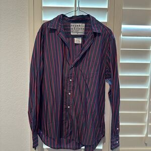Frank & Eileen Women’s Navy and Red Striped Shirt